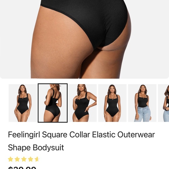 Feelingirl Square Collar Elastic Outerwear Shape Bodysuit - Picture 2 of 5